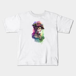 Whimsical Victorian Lady: Pastel Art Kids T-Shirt